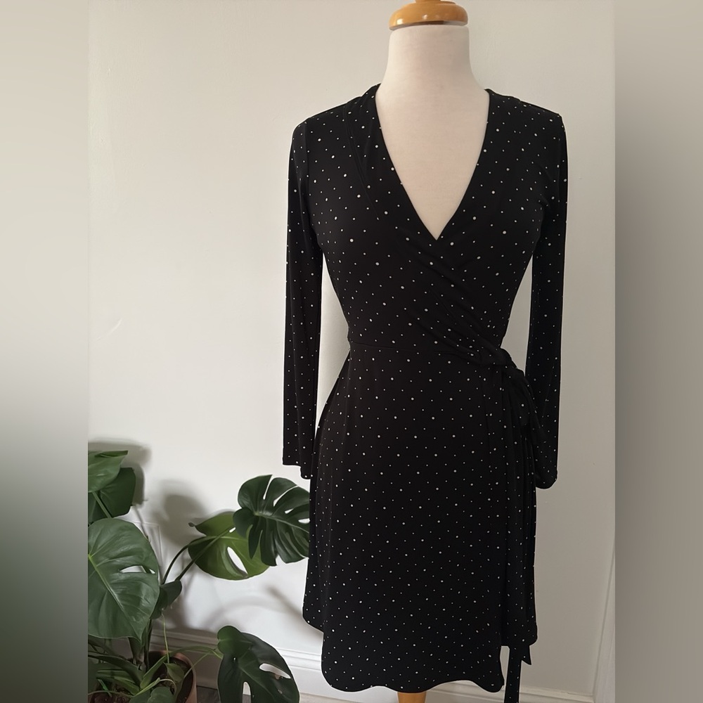 LOFT polka dot wrap dress